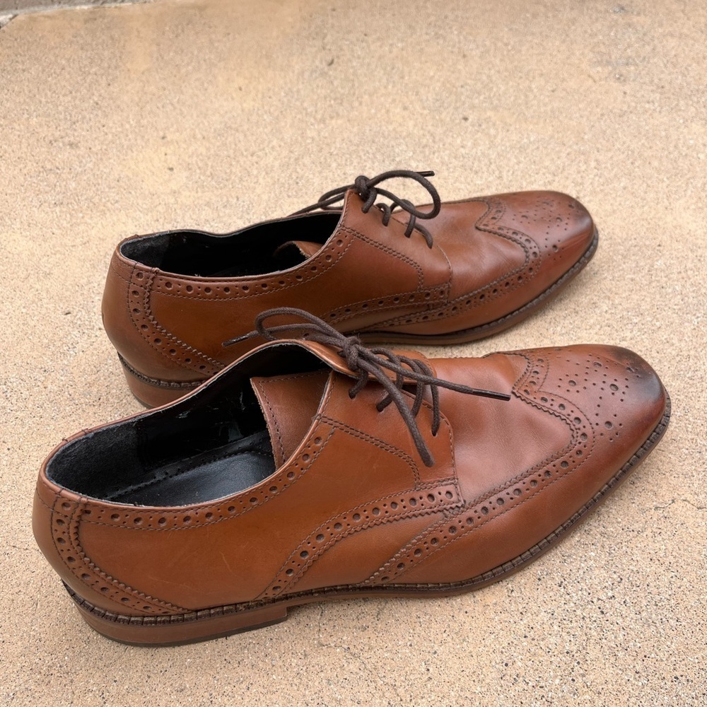 Florsheim Tan Brown Oxford Wingtip Mens Sz 10 D Dress Shoes Office Formal Laces